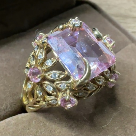 Ross Simmons Elegant Pink and Gold Ring- 925 Stamp